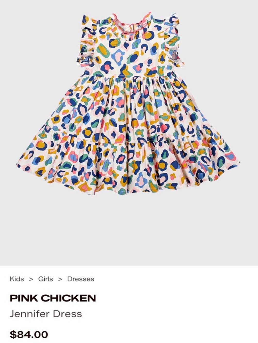 Pink Chicken Girls' Multicolor Leopard Ruffle Dress - Navy, Pink, Green, Mustard